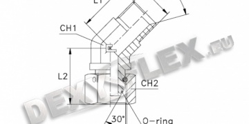 Products / Pipe fittings / BSI 5200 carbon / 45° elbow adapter with swivel nut
